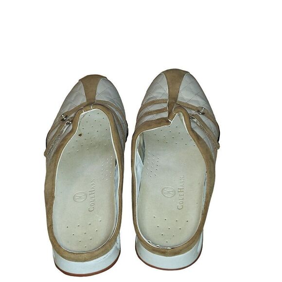 Cole Haan Mule Slides Women Sz 7.5 B Ivory Camel Tan Leather Quilted Mule Slides - Picture 4 of 7